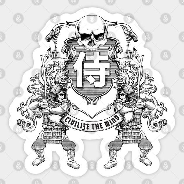 Samurai Sticker by Black Tee Inc